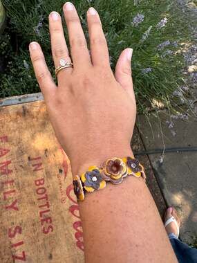 Brown Leather Bracelet Flower Bracelet Jewelry Boho Bracelets NEW! Neutral